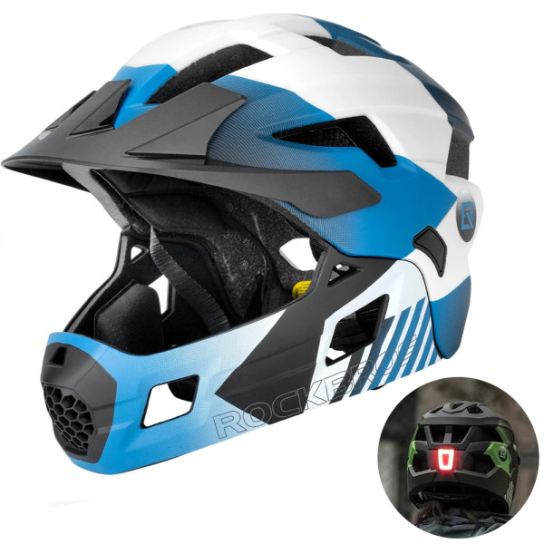 Kask dziecięcy z odpinaną szczęką i lampką FULL FACE off-road Rockbros TS-61