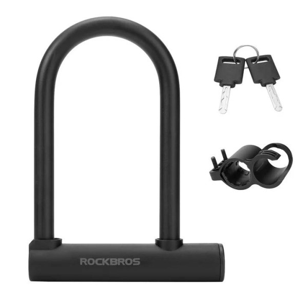 Zapięcie rowerowe typu U-lock, stal węglowa ROCKBROS antykradzieżowe