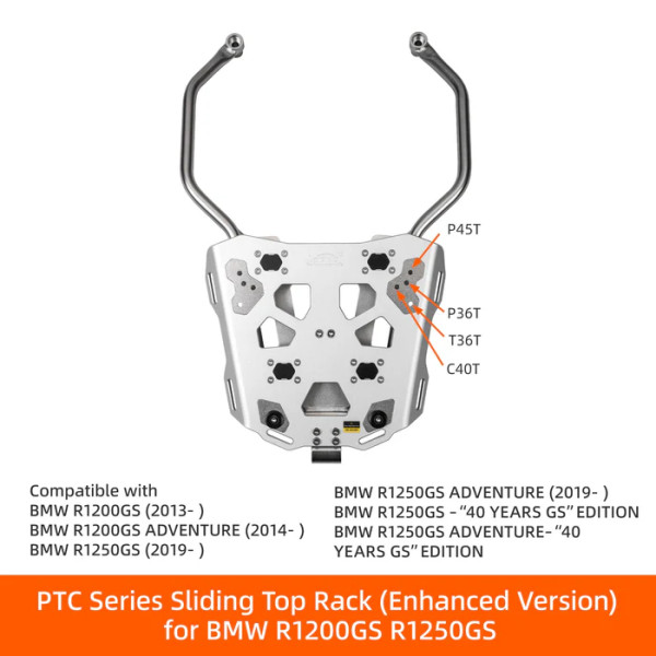 LOBOO Uchwyt kufra centralnego (wersja pływająca) BMW R1200GS (2013-) BMW R1200GS ADVENTURE (2014- ) BMW R1250GS (2019-)