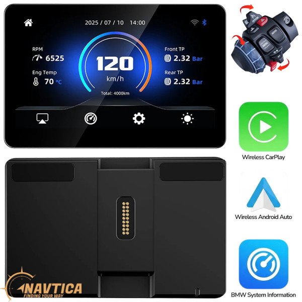 Ekran nawigacyjny NAVTICA Polaris Edge 6.2' do motocykla Android Auto / Apple CarPlay do uchwytu BMW z WONDER WHEEL