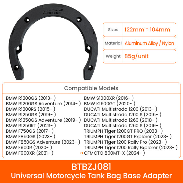 LOBOO Uchwyt Tank Bag BMW, DUCATI, TRIUMPH, CFMOTO