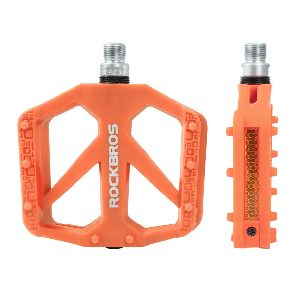 Pedały rowerowe platformowe Rockbros BP2602 nylonowe łożyska maszynowe 9/16 MTB POMARAŃCZOWE