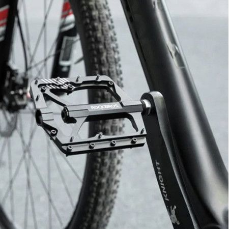 Pedały rowerowe aluminiowe z pinami czarne Rockbros 2018-12BBK