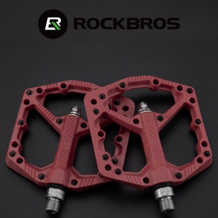 Pedały rowerowe nylonowe z pinami czerwone Rockbros 2021-12ARD
