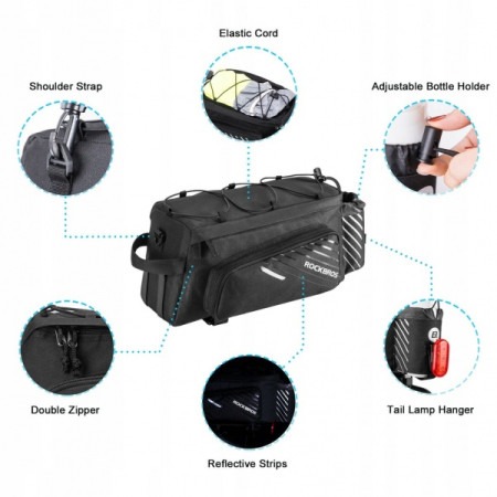 Torba rowerowa na bagażnik duża 12L Rockbros A9-BK