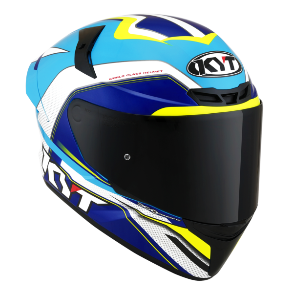 Kask Motocyklowy KYT TT-COURSE GRAND PRIX biały/jasny niebieski
