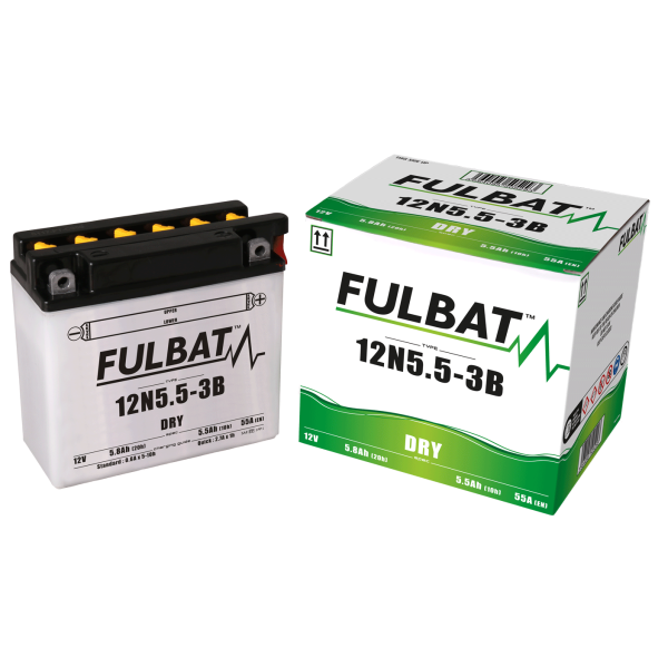 Akumulator FULBAT FUL DRY - 12N5.5-3B (suchy, obsługowy, kwas w zestawie)