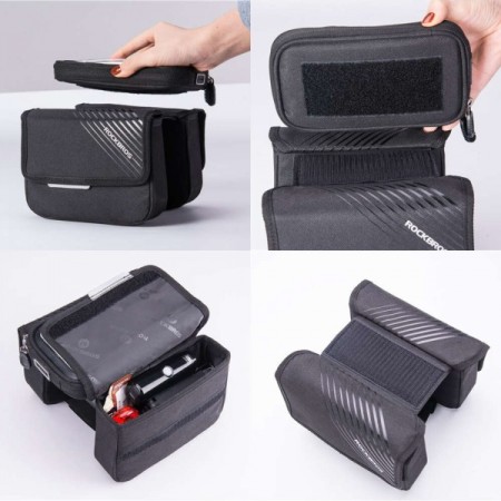 Torba rowerowa na ramę z pokrowcem na telefon do 6,7" 1,5 L ROCKBROS 030-60BK