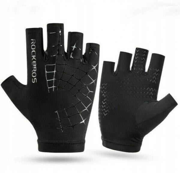 Rękawiczki rowerowe / sportowe ROCKBROS (S202-BK) elastyczne, efekt drugiej skóry, czarne