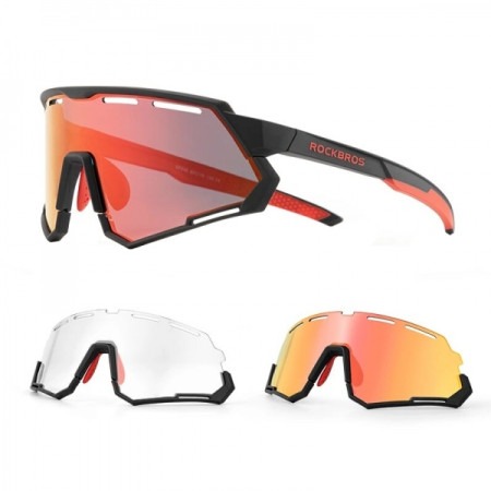 Okulary rowerowe / sportowe 2 wymienne szkła fotochromowe + polaryzacyjne ROCKBROS UV400 (14210004001 SP246)