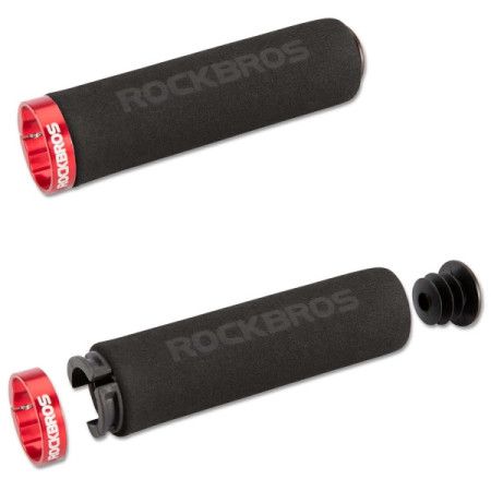 Gripy chwyty rowerowe ROCKBROS czarne (BT1001BKRD) czerwone klamry