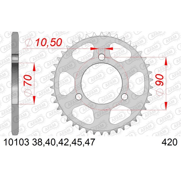 AFAM Zębatka tylna stalowa do łańcucha 420 34-47