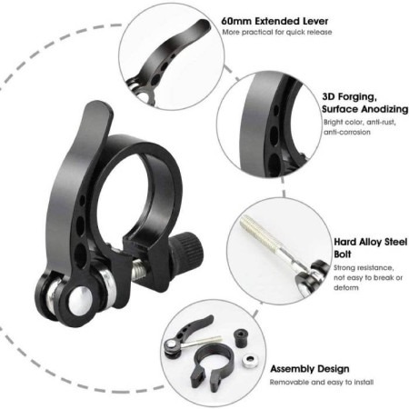 Zacisk sztycy rowerowej ROXAR 34,9 mm aluminium czarny