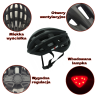 Kask rowerowy miejski / szosowy ROXAR STREET czarny matowy z wbudowaną lampką