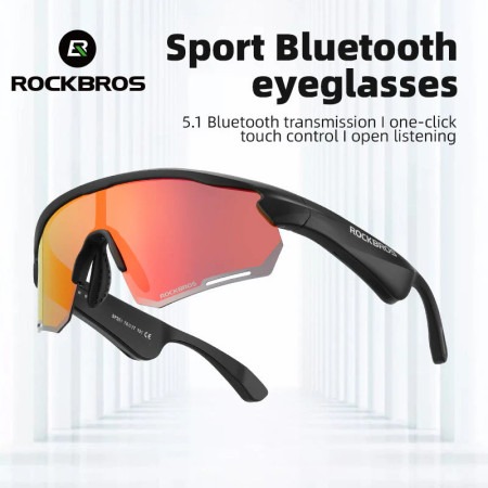 Okulary rowerowe polaryzacyjne UV400 z bluetooth i głośnikami ROCKBROS BT