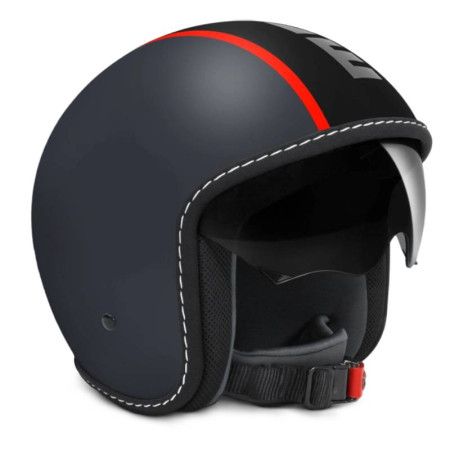 Kask motocyklowy JET MOMO BLADE Metaliczna Grey Matt / Red Fluo