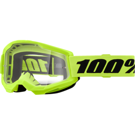 Gogle motocyklowe rowerowe MTB ENDURO ATV STRATA 2 NEONOWO ŻÓŁTE - 100% transparentne