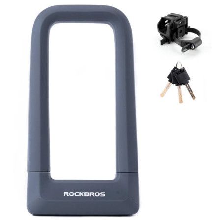 Zabezpieczenie rowerowe, zapięcie rowerowe na klucz, U-LOCK ROCKBROS (RKS626-GR) szary