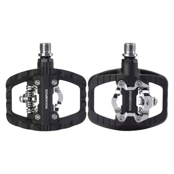 Pedały rowerowe MTB 2 w 1 zatrzaskowe Platformowe/SPD 370010001 czarne