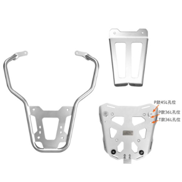 LOBOO Uchwyt kufra centralnego (wersja rozszerzona) VESPA-150/300 (srebrny)