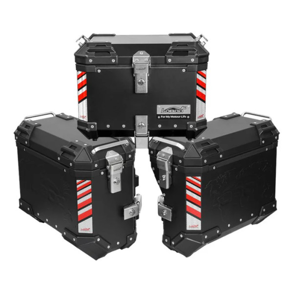 LOBOO PIKE Kufer centralny czarny 45L + LOBOO PIKE Kufry boczne czarne 35+30L