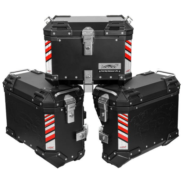 LOBOO PIKE Kufer centralny czarny 45L + LOBOO PIKE Kufry boczne czarne 35+35L