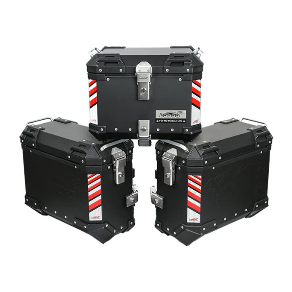 LOBOO PIKE Kufer centralny czarny 45L + LOBOO PIKE Kufry boczne czarne 37+37L