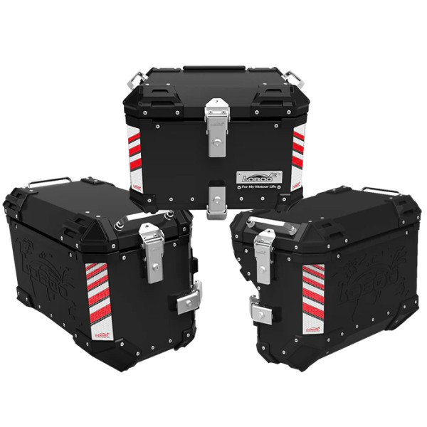 LOBOO PIKE Kufer centralny czarny 45L + LOBOO PIKE Kufry boczne czarne 45+38L