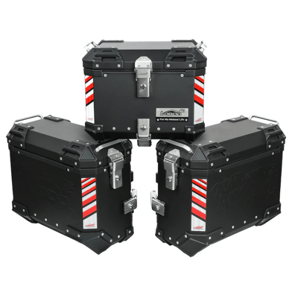 LOBOO PIKE Kufer centralny czarny 45L + LOBOO PIKE Kufry boczne czarne 45+45L