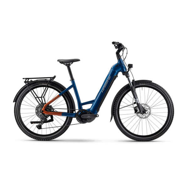 Rower elektryczny E-bike Haibike TREKKING 4 - Low blue/orange/silver 2025