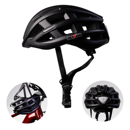 Kask rowerowy miejski / szosowy ROXAR STREET czarny matowy z wbudowaną lampką Kask rowerowy miejski / szosowy ROXAR STREET czarny matowy z wbudowaną lampką