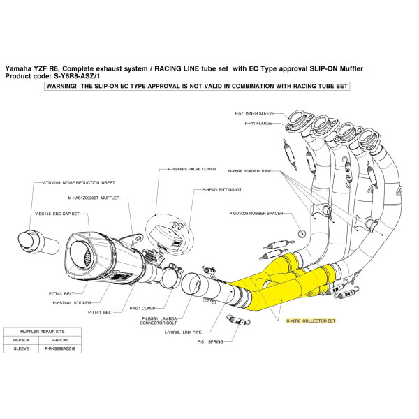 Łącznik kolektorów Akrapovic Y-Pipe stal nierdzewna Yamaha YZF-R6 - C-Y6R8