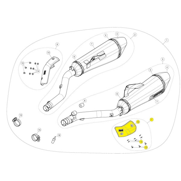 Osłona termiczna tłumika Akrapovic lewa Yamaha Vmax carbon - P-HSB16R1L/A1