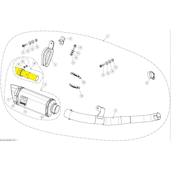 Wyciszenie tłumika dB Killer Akrapovic YAM R1 20 stal nierdzewna - V-TUV251