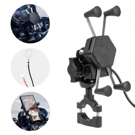 Uchwyt motocyklowy na telefon USB ROXAR Uchwyt motocyklowy na telefon USB ROXAR