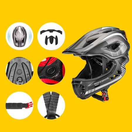 Kask dziecięcy z odpinaną osłoną podbródka FULL FACE off-road Rockbros TT-32SBTG