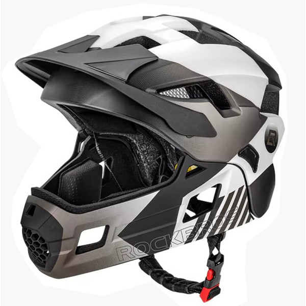 Kask dziecięcy z odpinaną osłoną podbródka FULL FACE off-road Rockbros TS-61 Gray