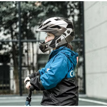 Kask dziecięcy z odpinaną osłoną podbródka FULL FACE off-road Rockbros TS-61 Gray