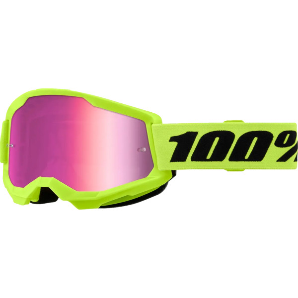 Gogle motocyklowe rowerowe MTB ATV STRATA 2 Neonowo Żółte Lustrzane