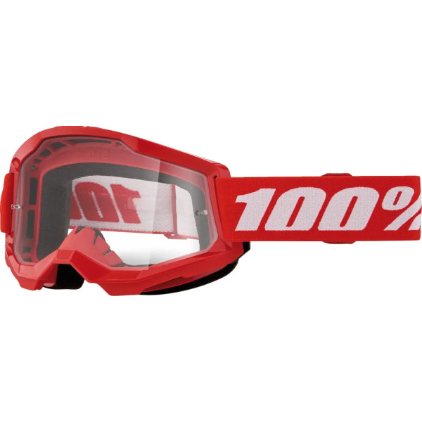 Gogle motocyklowe rowerowe MTB ATV STRATA 2 JUNIOR czerwone - 100% transparentne
