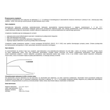Ładowarka akumulatorowa prostownik H-TRONIC AL 300 pro 2/6/12V auto 0,3A
