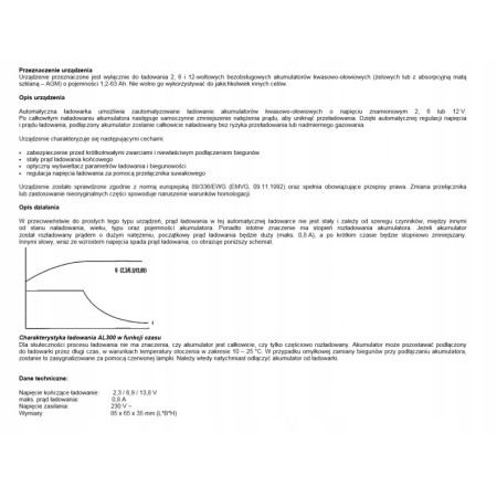 Ładowarka motocyklowa akumulatorowa prostownik H-TRONIC AL 800 6/12V